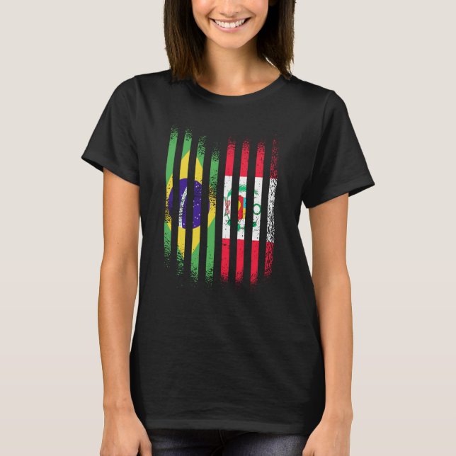 Brazil Flag Peru Grown Country Flags Stripes T-Shirt (Vorderseite)