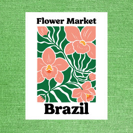 Brazil Flower Market Peach Orchid Tropical Postkarte