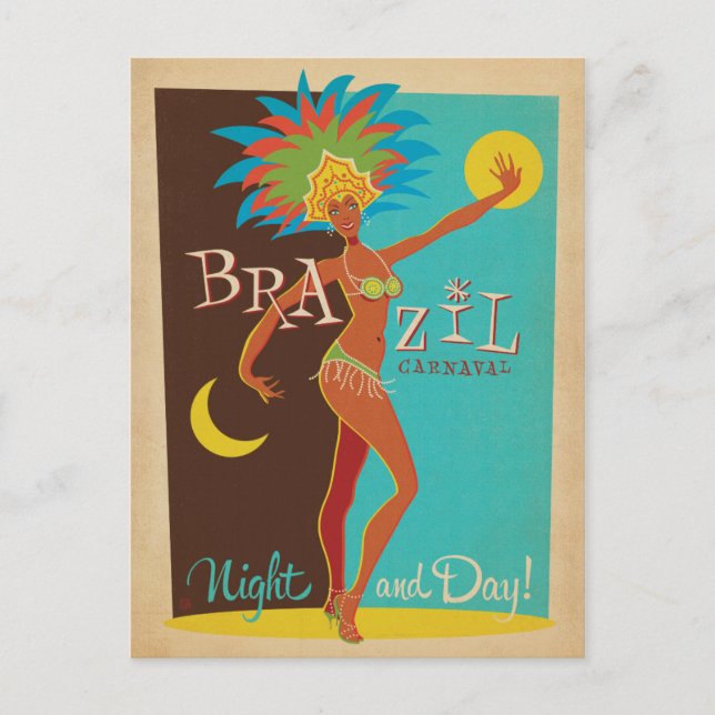 Brazil Karnaval Night and Day! Postkarte (Vorderseite)