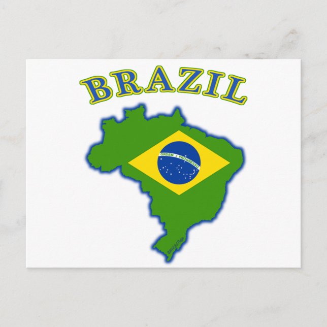 BRAZIl Karte/Flagge Postkarte (Vorderseite)