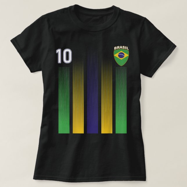 Brazil Soccer Jersey Brazil 10 Soccer Football Fan T-Shirt (Design vorne)