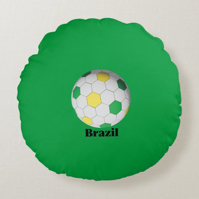 Brazil Soccer Rundes Kissen (Vorderseite)