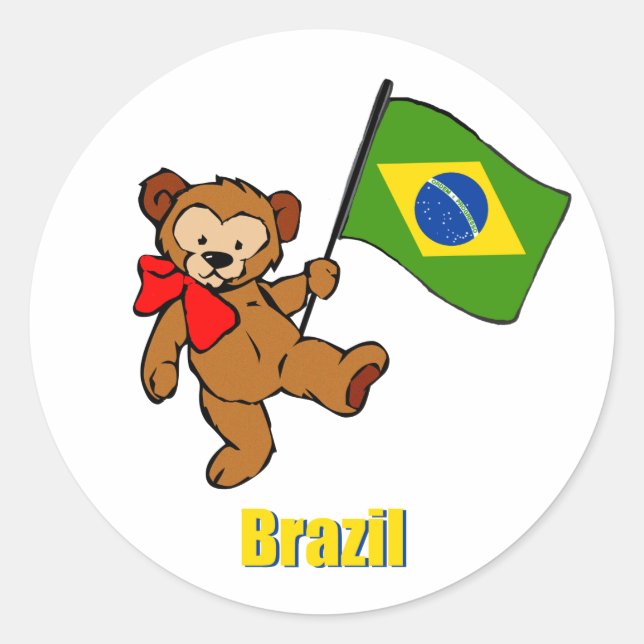 Brazil Teddy Bear Runder Aufkleber (Vorderseite)