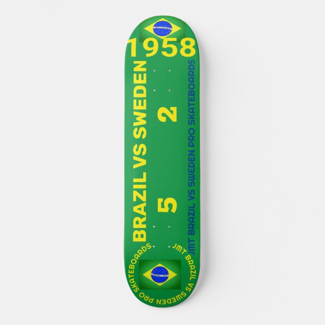 BRAZIL VS SCHWEDEN 1958 8 1/4" Skateboard Deck (Vorderseite)
