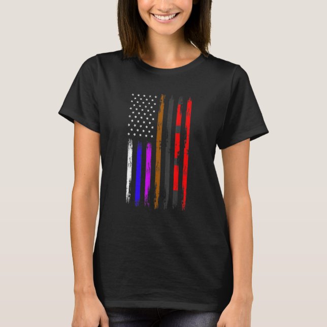 Brazilian American Jiu Jitsu Fighter Vertical Flag T-Shirt (Vorderseite)