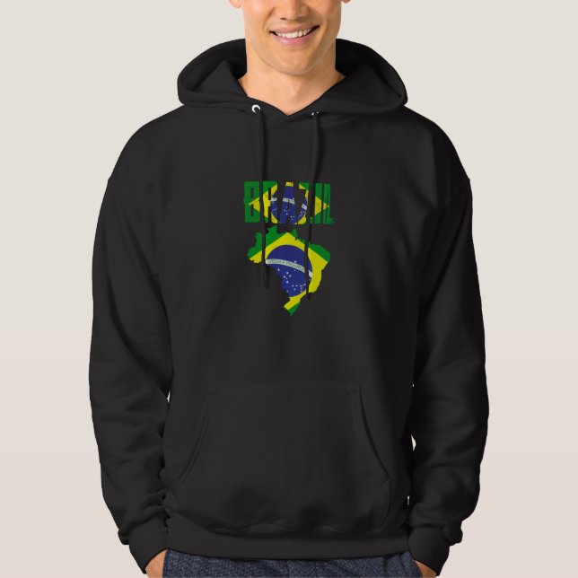 Brazilian Brazil Country Map Flag Hoodie (Vorderseite)