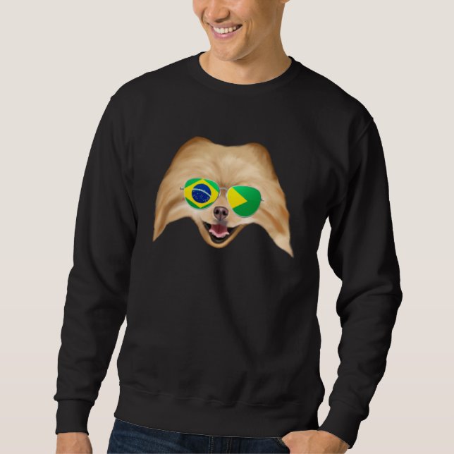 Brazilian Flag Pomeranian Dog Brazil Pocket Sweatshirt (Vorderseite)