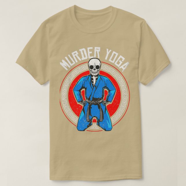 Brazilian Jiu Jitsu BTT Skeleton Murder Yoga Jiu T-Shirt (Design vorne)