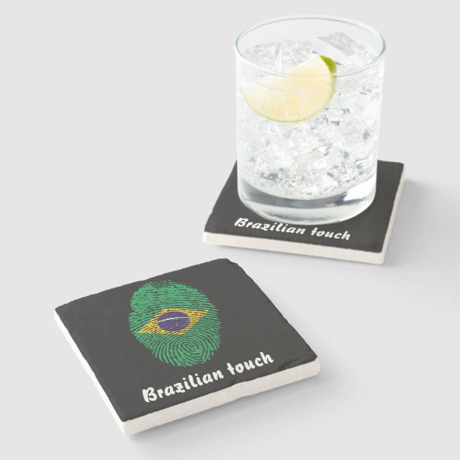 Brazilian touch fingerprint flag steinuntersetzer (Seitenansicht)