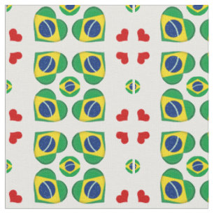 Brazilianische Flagge & Brasilien Herz-Mode-Fabrik Stoff