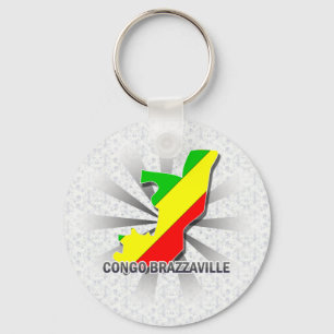 Brazzaville Flag Karte 2.0 Schlüsselanhänger