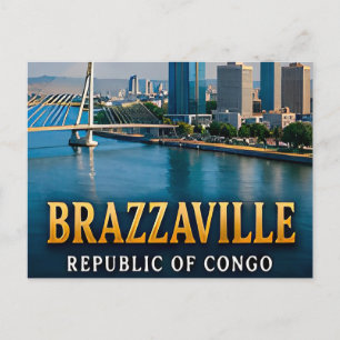 Brazzaville Kongo Fluss und lebendiges Stadtleben Postkarte