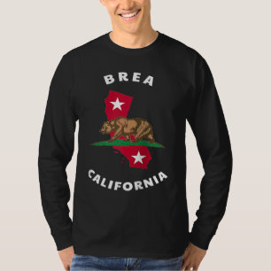 Brea California CA Flagge und Bär-Abzeichen Souven T-Shirt