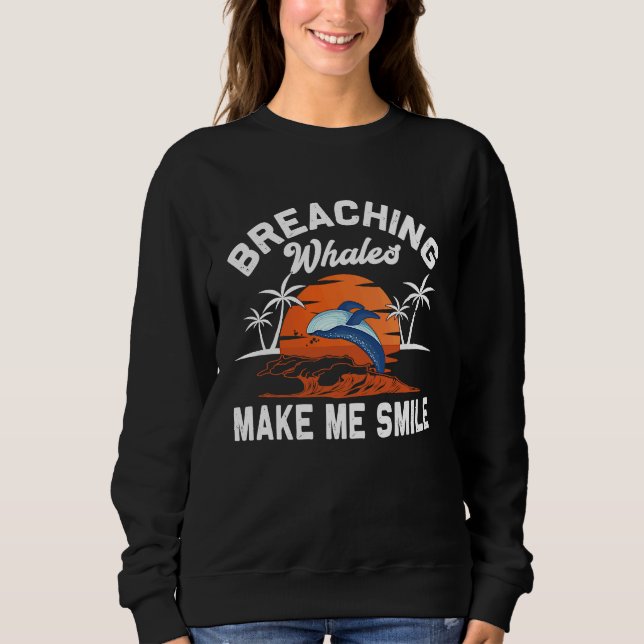 Breaching Whales make me Smile   Beluga Whale Sweatshirt (Vorderseite)