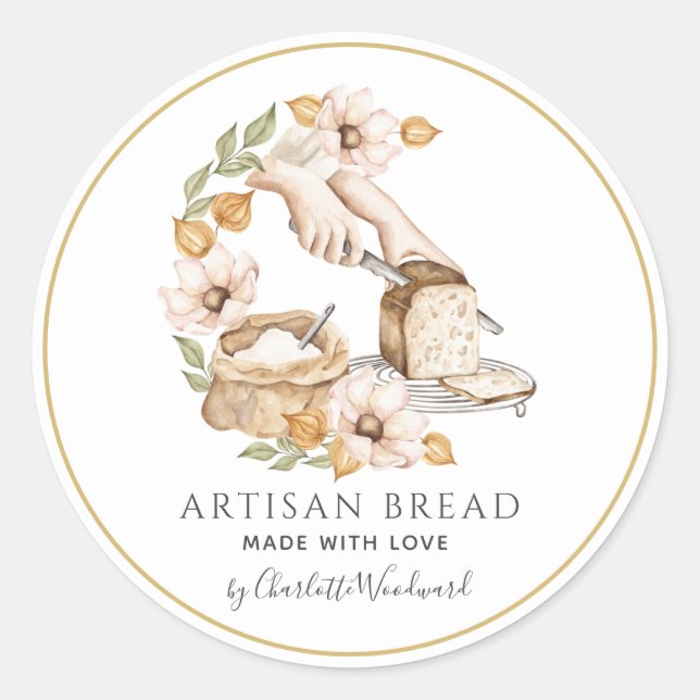 Bread Baker Made With Love  Runder Aufkleber (Vorderseite)