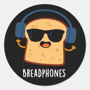 Breadphones Funny Bread Puppe Dark BG Runder Aufkleber