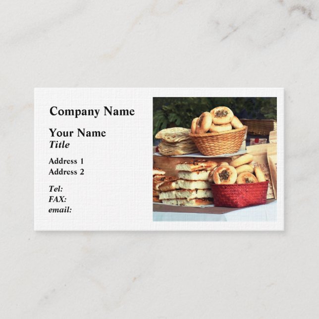 Breads auf dem Bauernmarkt Visitenkarte (Vorderseite)