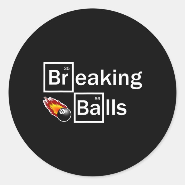 Break Billiard Player Pool Snooker 8 Ball Funny Runder Aufkleber (Vorderseite)