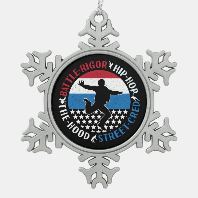 Break Dance Breakdance Angesagt-Hop Boy Schneeflocken Zinn-Ornament (Vorderseite)