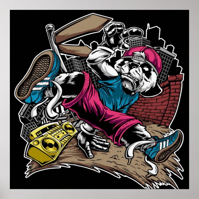 Break Dance | Niedlich Panda Lover Poster (Vorne)