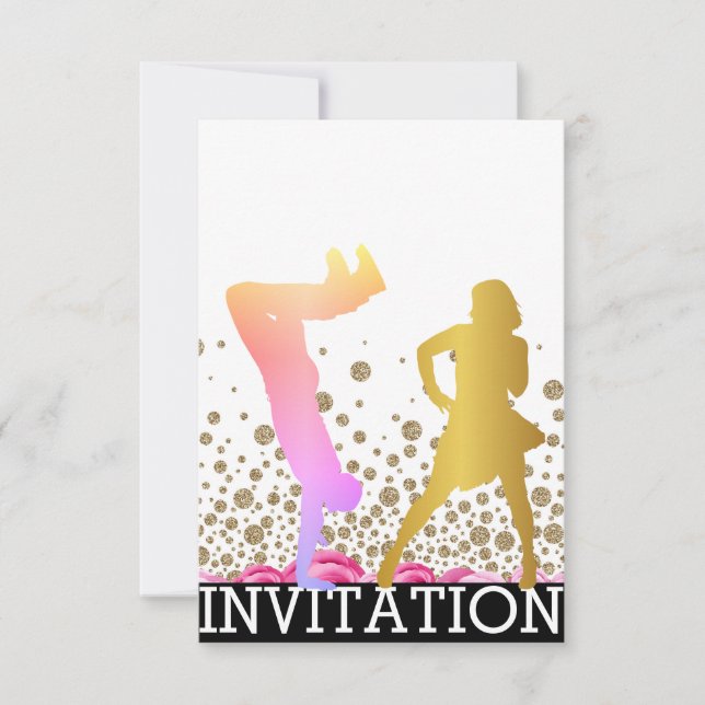 Break Dance School Dico Hip Hop Vip Rose Ombre Einladung (Vorderseite)