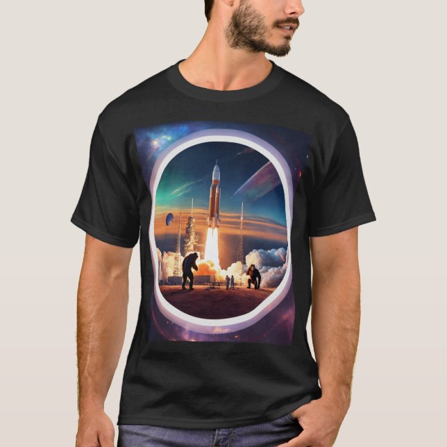 Break Free: Rocket Launch Gravity T - Shirt Design (Vorderseite)