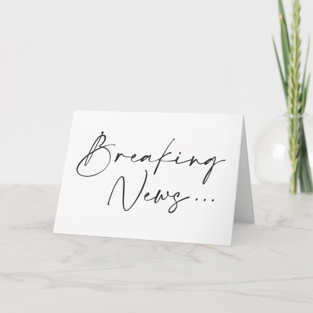 Break News Minimalistisch Pregnancy Ankündigung (Vorderseite)