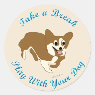Break (Pembroke Welsh Corgi) Runder Aufkleber