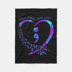 Break Stigma Gerettet Heart Semicolon Suizid Fleecedecke