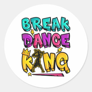 Break Tance King Runder Aufkleber