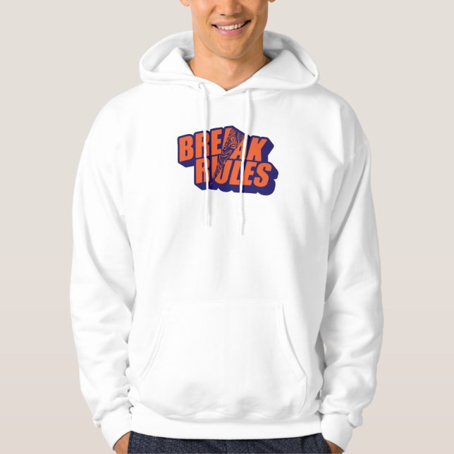 "Break The Rules" Bold Orange Typography Hoodie (Vorderseite)