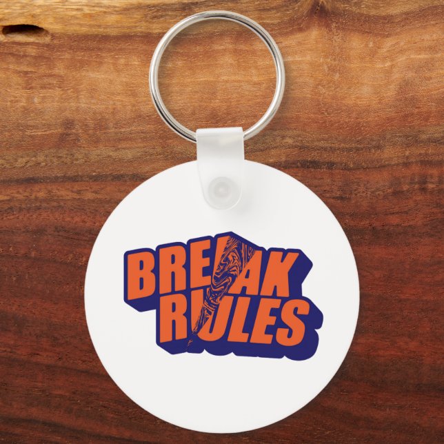 "Break The Rules" Bold Orange Typography Schlüsselanhänger (Vorderseite)