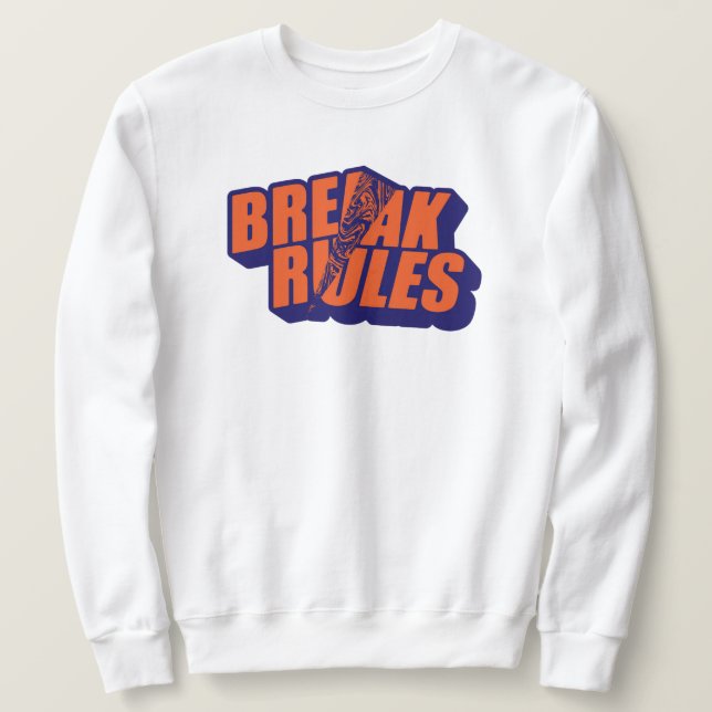"Break The Rules" Bold Orange Typography Sweatshirt (Design vorne)