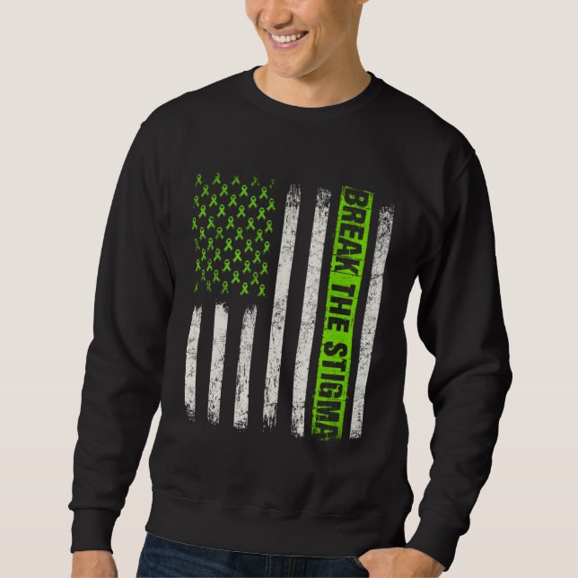 Break The Stigma US Flag Mental Health Awareness M Sweatshirt (Vorderseite)