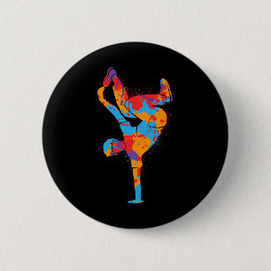 Breakdance Colorful Street Dancing Boys Men Breen Button