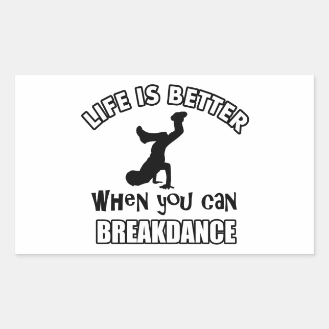 Breakdance-Designs Rechteckiger Aufkleber (Vorderseite)