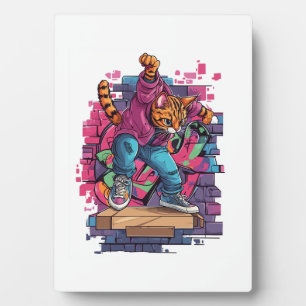 Breakdance Meow � Urban Graffiti Katzen Tanz Fotoplatte