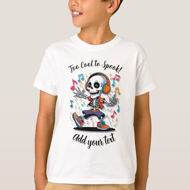 Breakdance Skeleton – Kids Halloween T-Shirt (Devant)