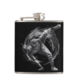 Breakdance Urban Style Monochrome Motion Art Flachmann