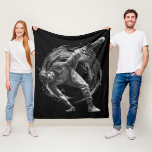 Breakdance Urban Style Monochrome Motion Art Fleecedecke