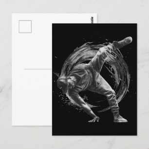 Breakdance Urban Style Monochrome Motion Art Postkarte