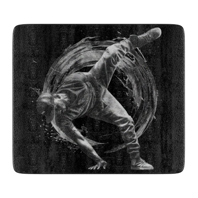 Breakdance Urban Style Monochrome Motion Art Schneidebrett (Vorderseite)