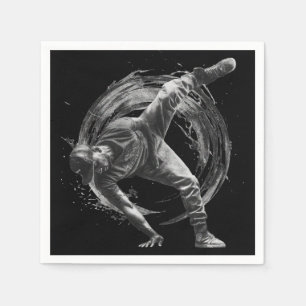 Breakdance Urban Style Monochrome Motion Art Serviette