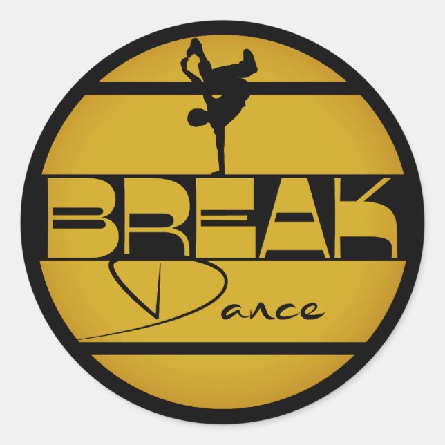 Breakdancer Break Tanz gelb Runder Aufkleber (Vorderseite)