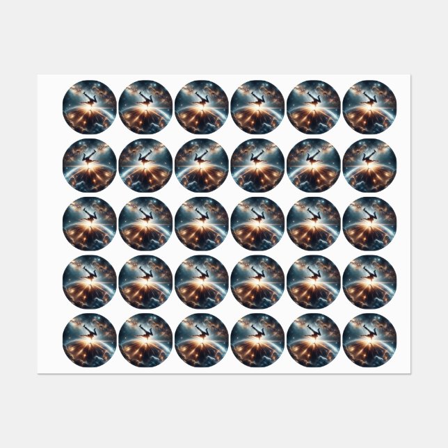 Breakdancer in action, Ai, Action in der Galaxie Etiketten (Blatt)