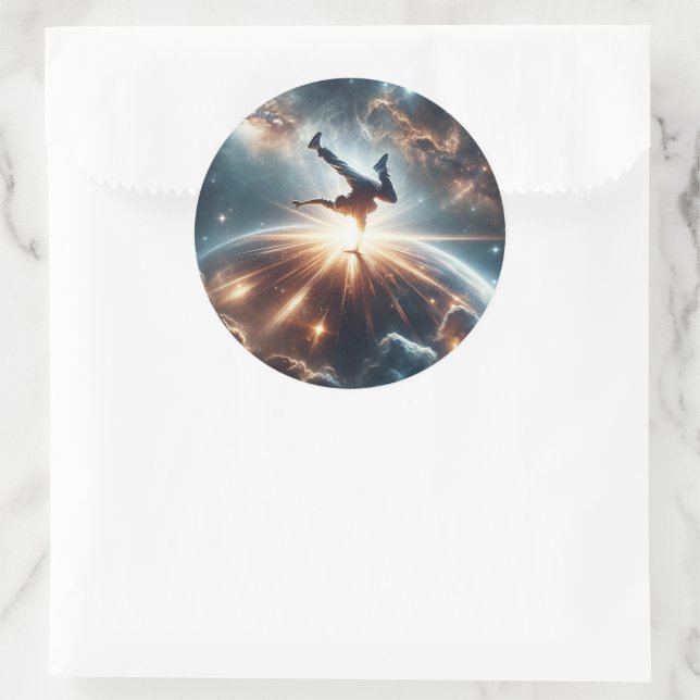 Breakdancer in action, Ai, Action in der Galaxie Runder Aufkleber (Tasche)