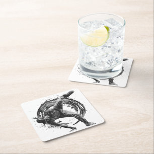 Breakdancer in Aktion im Stil eines Spritzers mit  Rechteckiger Pappuntersetzer