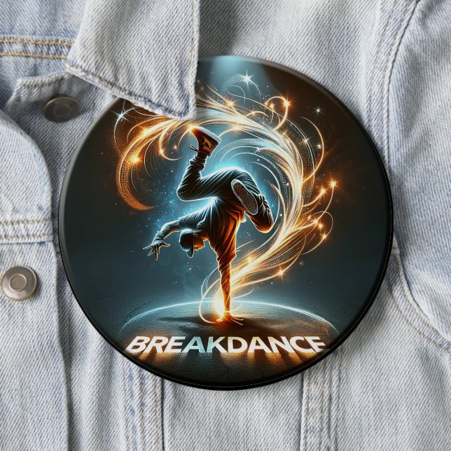 Breakdancer in Neon Swirl Spotlight Dynamische Sta Button (Beispiel)