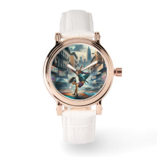 Breakdancer Women in Action New Yorker Silhouette Armbanduhr