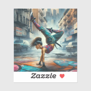 Breakdancer Women in Action New Yorker Silhouette Aufkleber